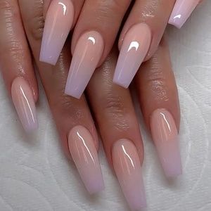 Gradient Purple Press-On Coffin Nails 24PCS with Jelly Glue NEW